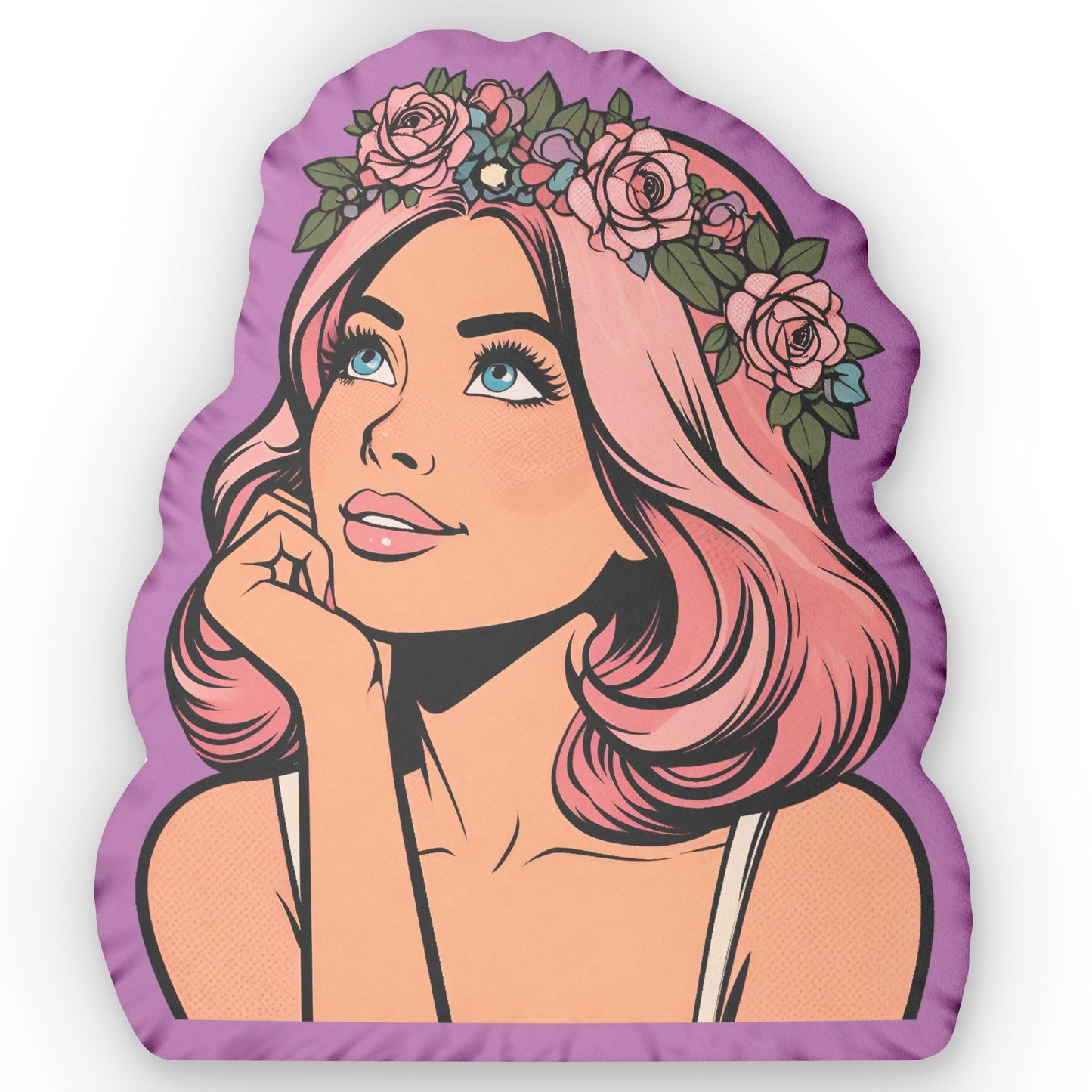 Rose Retro Pin Up Girl Shaped Pillow