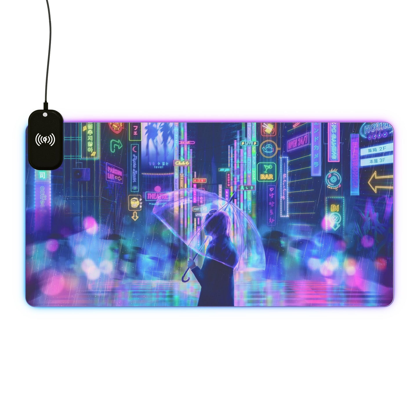 Neon City Lights 15W Wireless Charging LED Gaming Mouse Pad