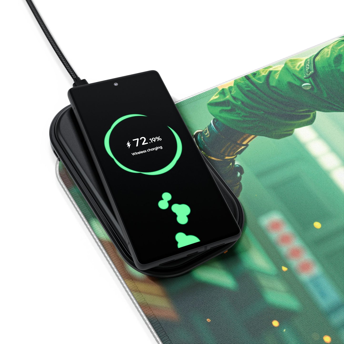 Green Ninja 15W Wireless Charging LED Gaming Mouse Pad