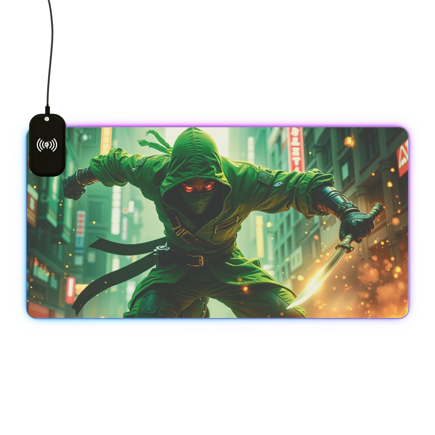 Green Ninja 15W Wireless Charging LED Gaming Mouse Pad
