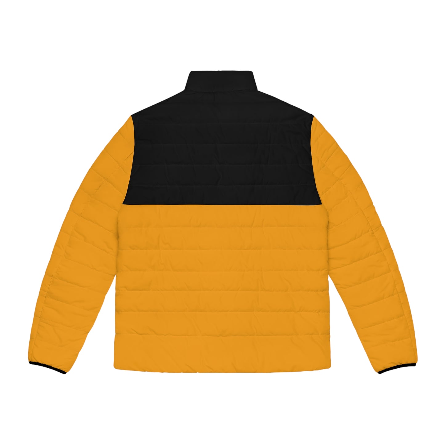 Rave Drip Orange Colorblock Puffer Jacket for Men