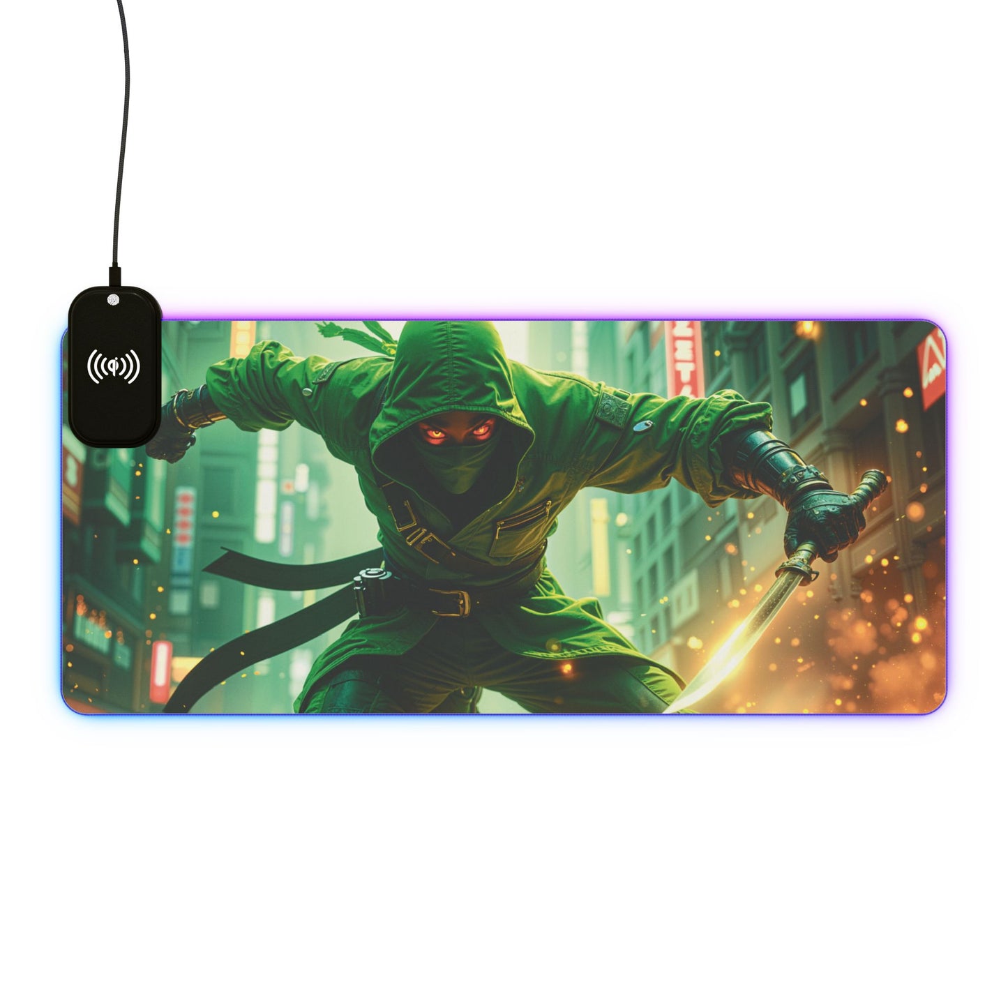 Green Ninja 15W Wireless Charging LED Gaming Mouse Pad