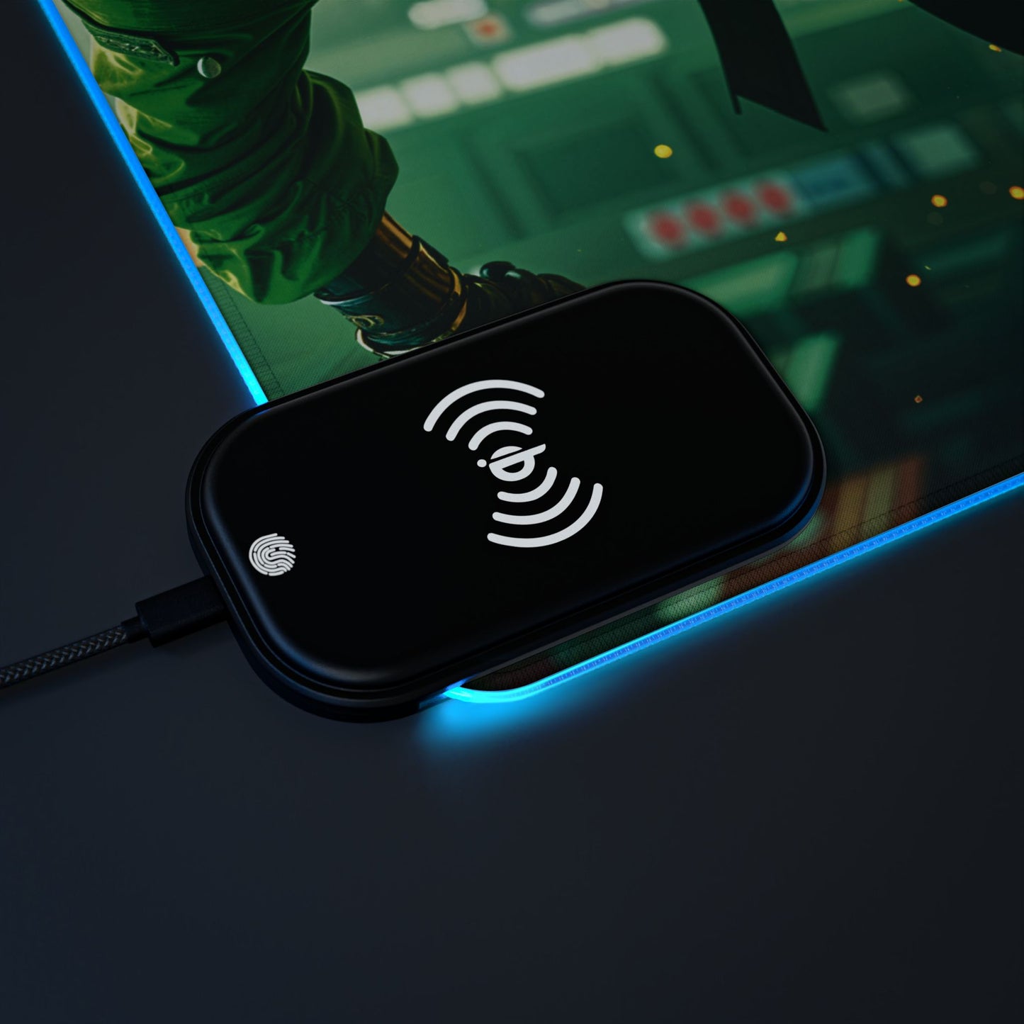 Green Ninja 15W Wireless Charging LED Gaming Mouse Pad