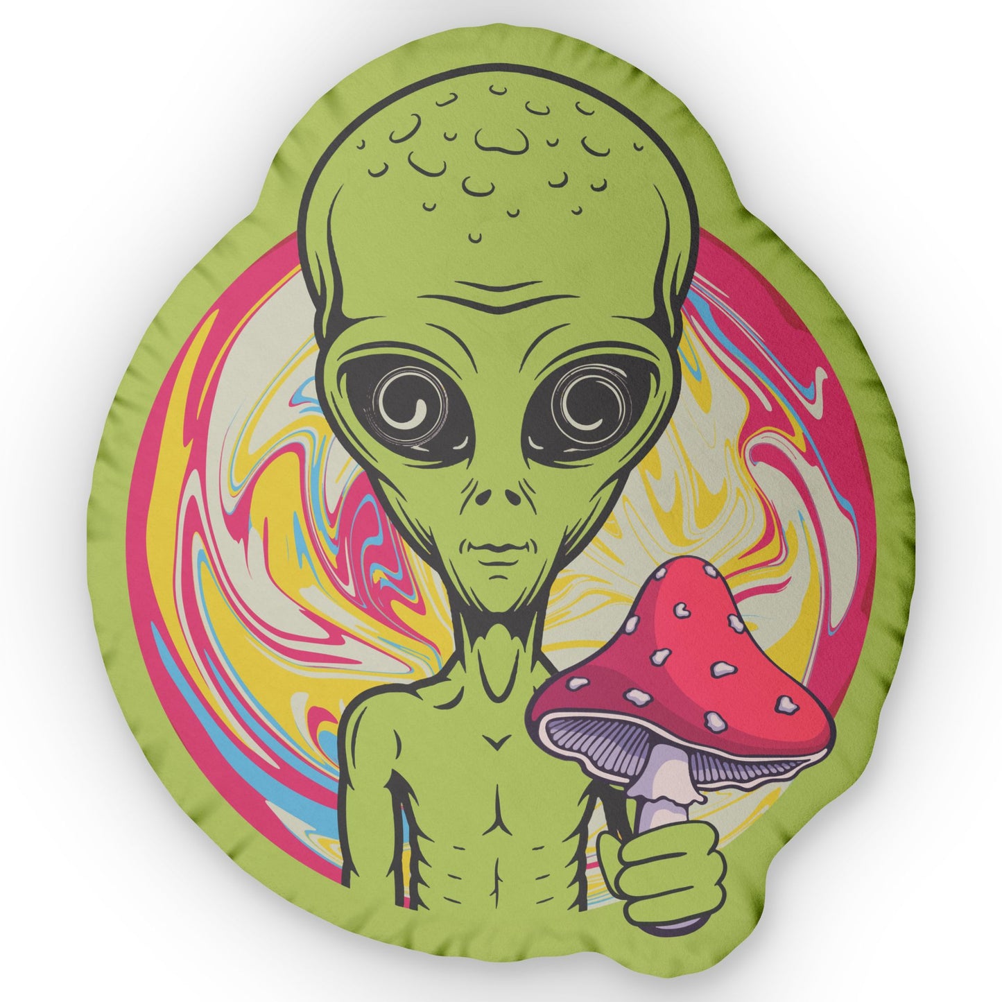 Trippy Mushroom Alien Shaped Pillow