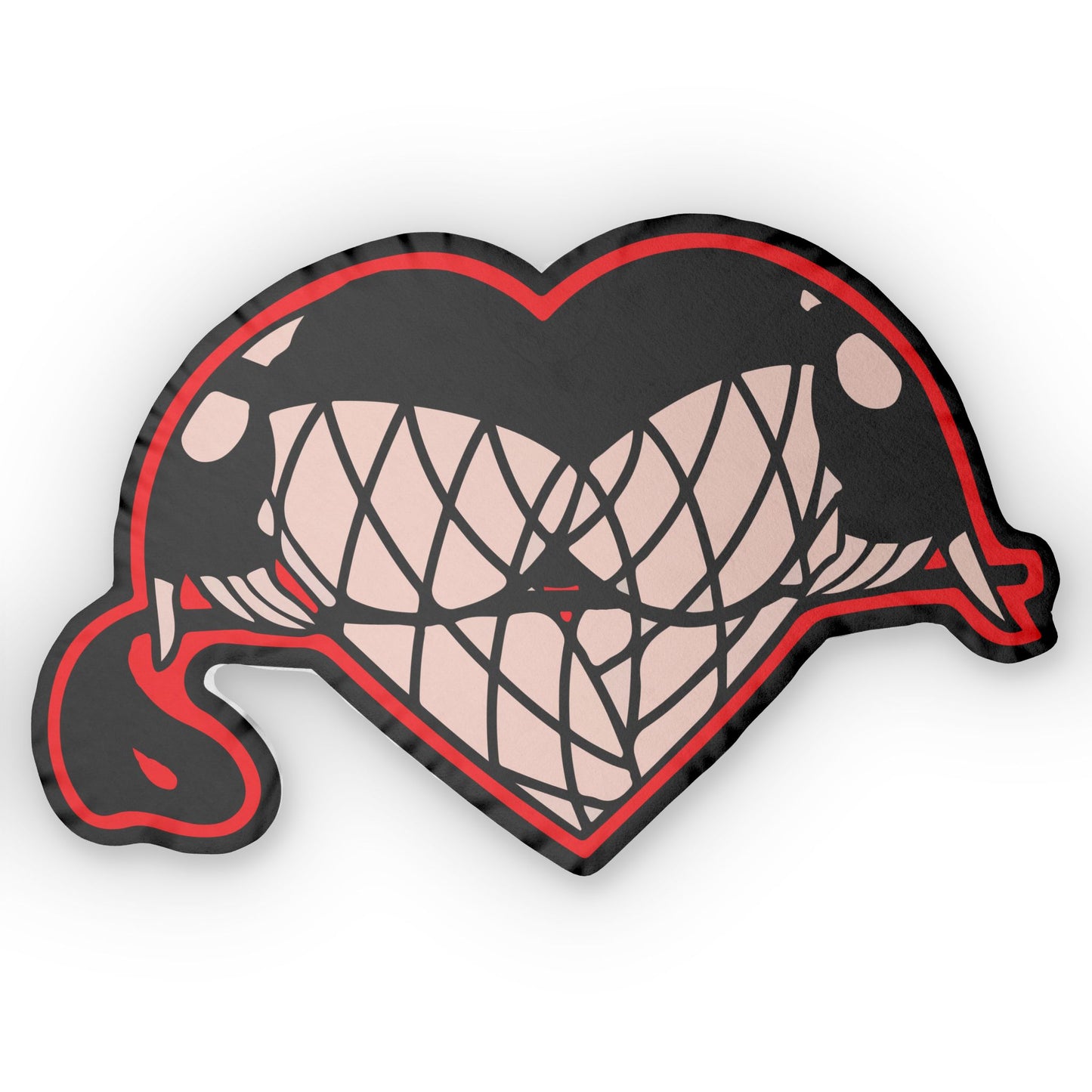 Back of Heart Butt Pillow showing symmetrical mirrored design and smooth white zipper closure