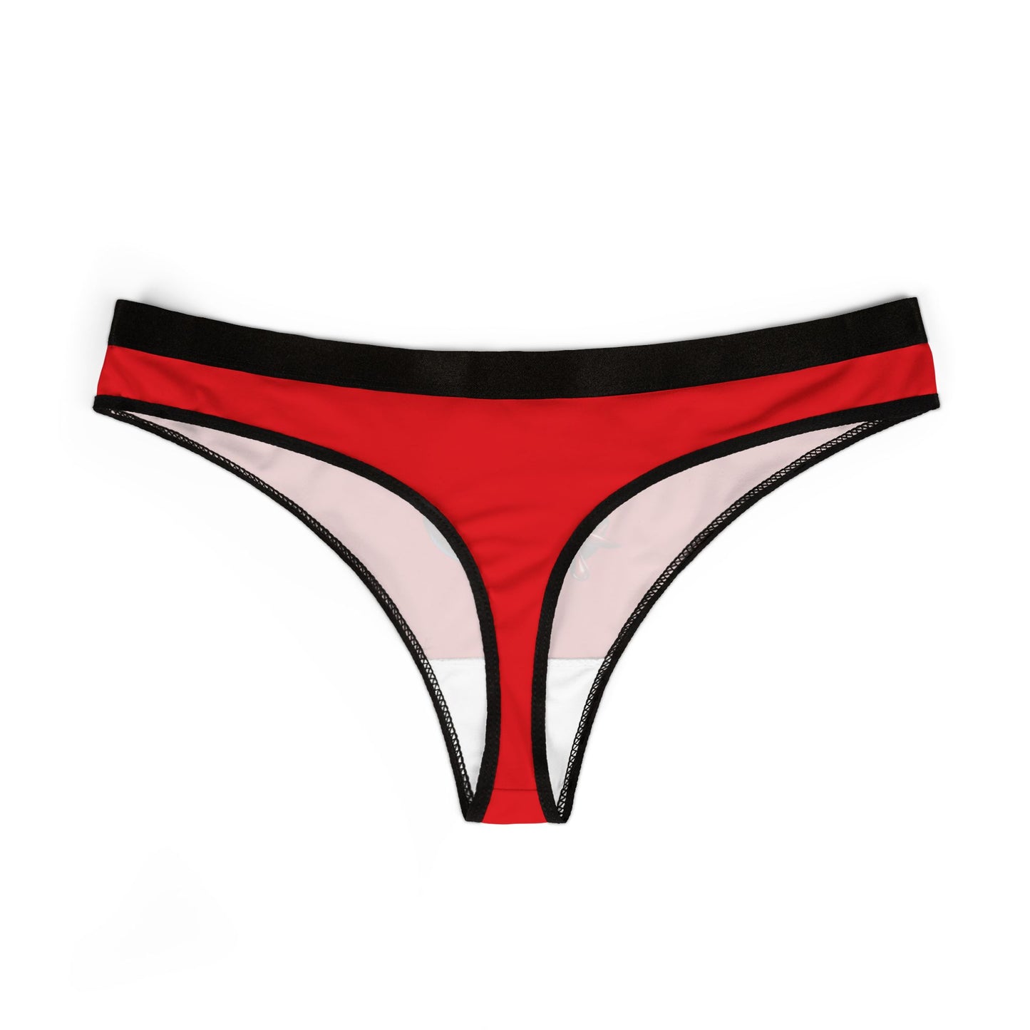 Back of sassy red thong showing stretchy, breathable fabric with bold fit
