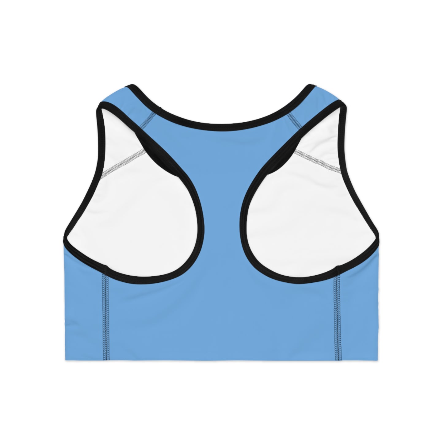 Back view of Joker Girl watercolor print sports bra with racerback design and moisture-wicking fabric