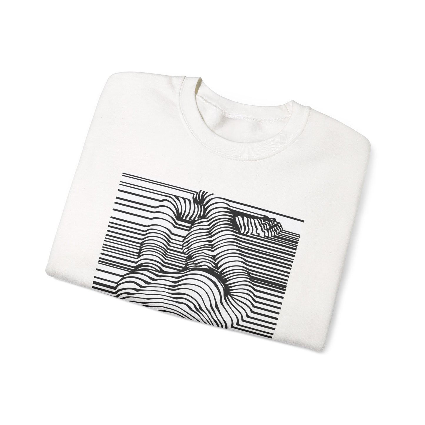 Close-up detail of embroidery on Naked Stripes Artistic Sweatshirt – Rave Drip design focus