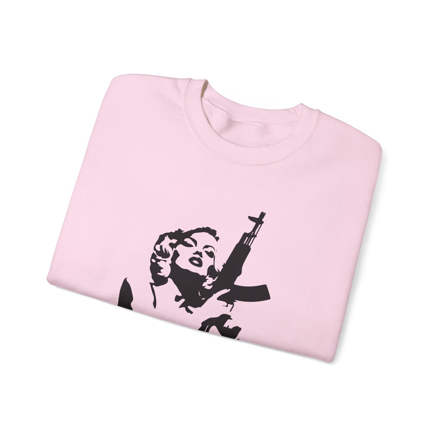 Close-up detail on Femme Fatale Pink Sweatshirt – Rave Drip branding focus