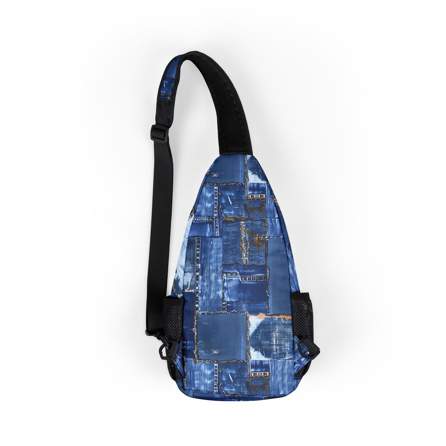 Streetwear crossbody sling bag in denim pattern, unisex