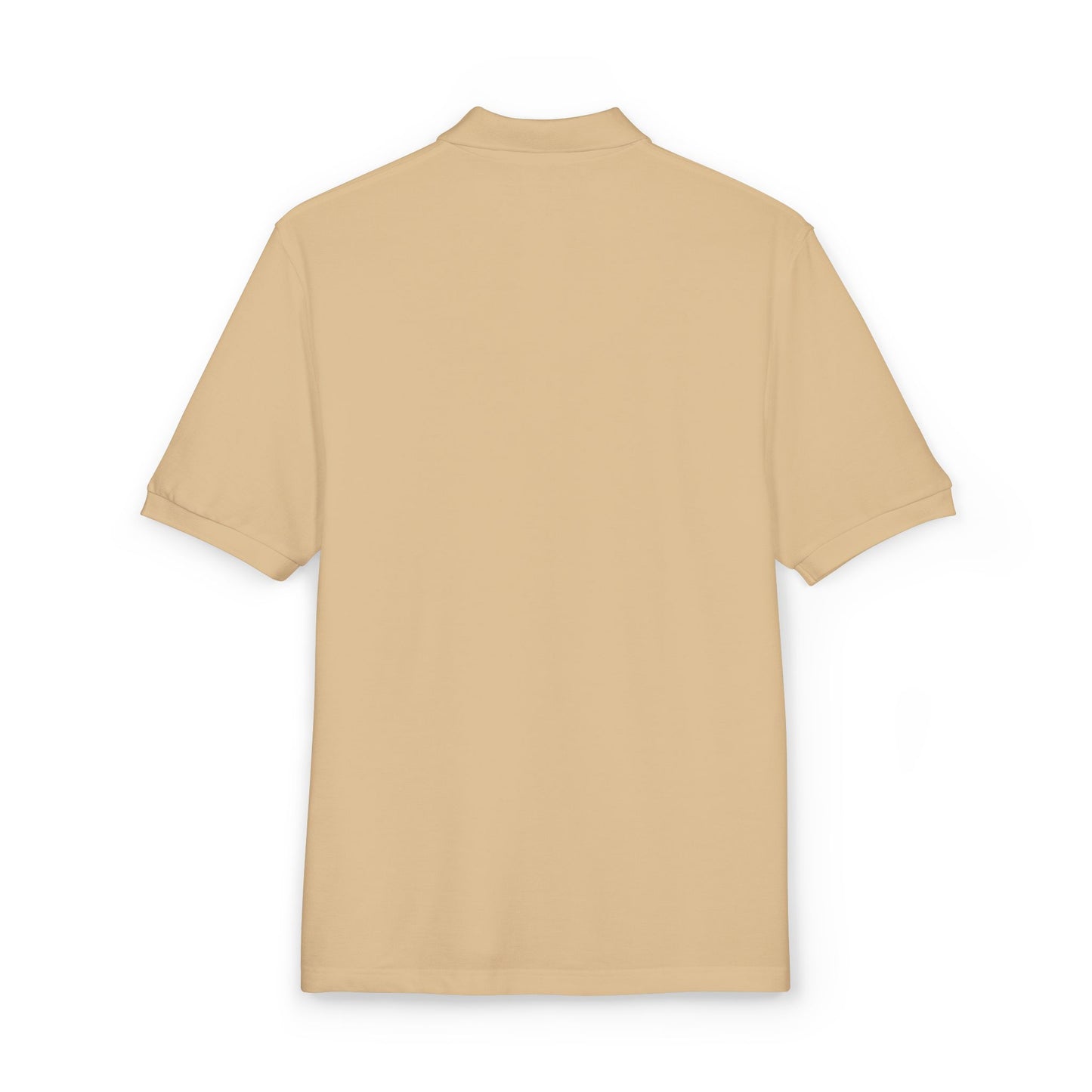 embroidered ravedrip polo shirt stone beige relaxed fit streetwear minimal collar top - back side