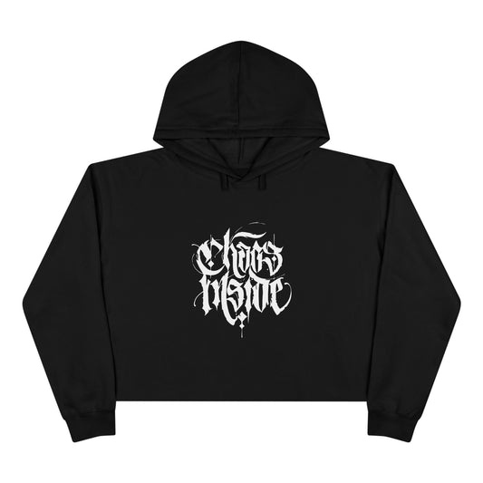 Rave Drip “Chaos Inside” Black Crop Hoodie – Edgy Women’s Streetwear