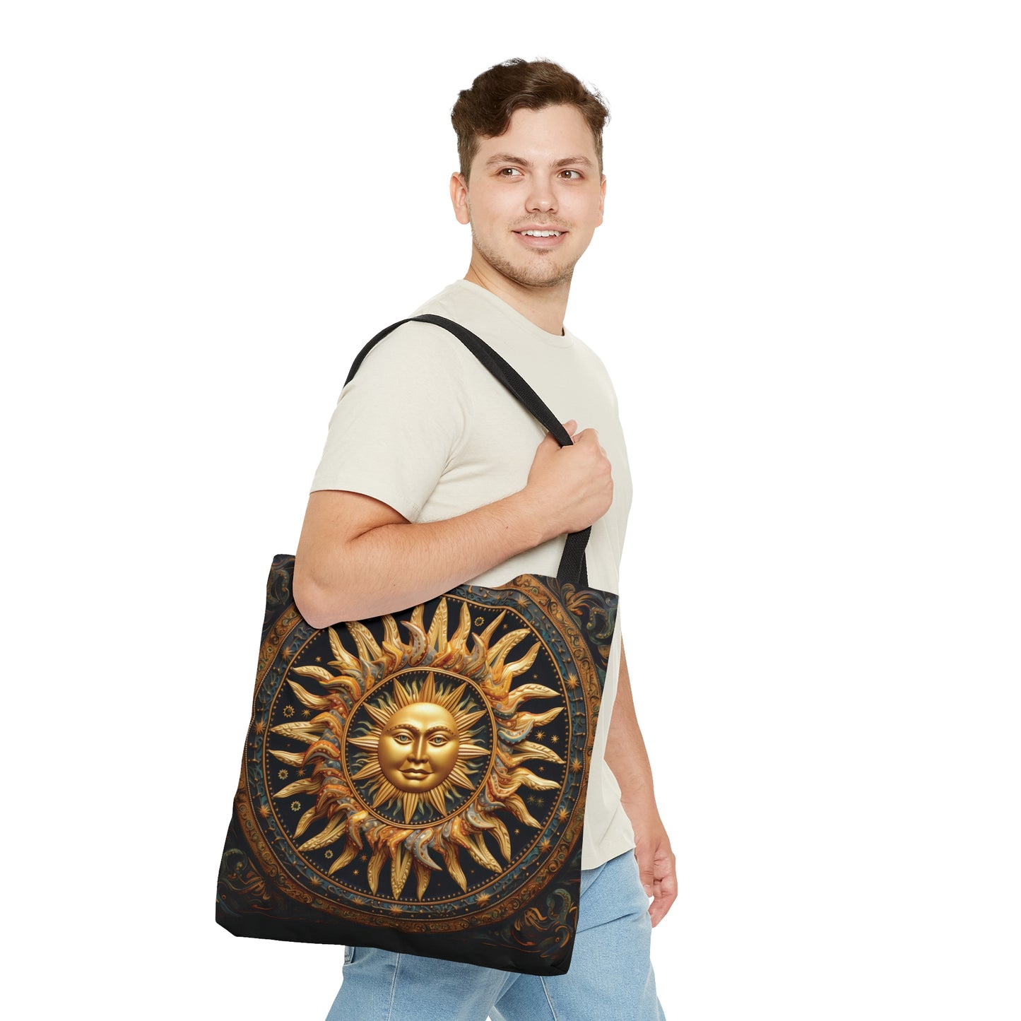 3D Golden Sun Tote Bag