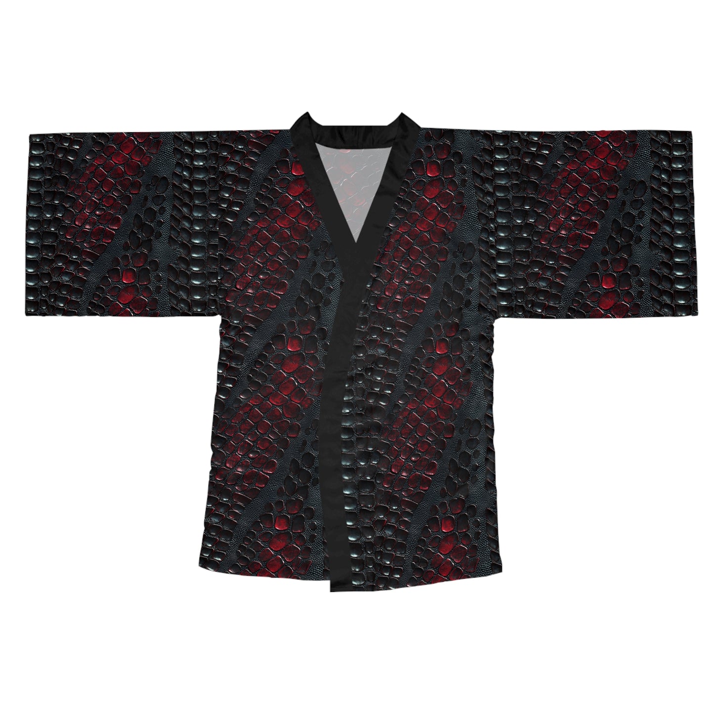 Elegant Snake-Print Long Sleeve Kimono Robe