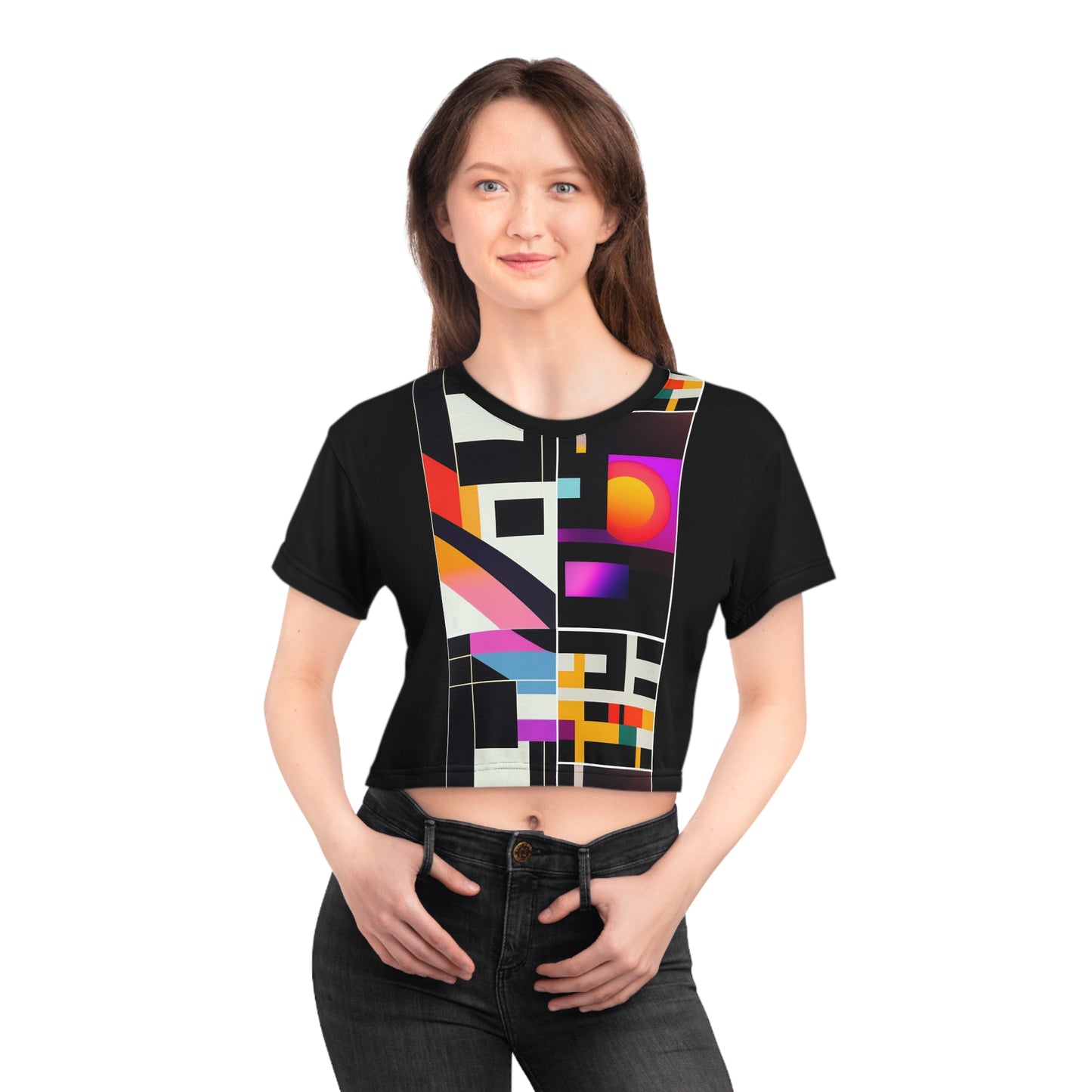 Abstract Retrofuturistic Crop Tee