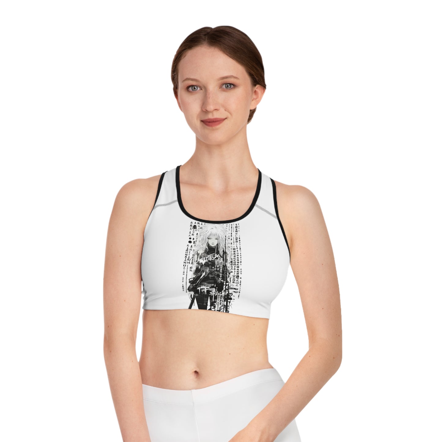 Black & White Anime Sports Bra