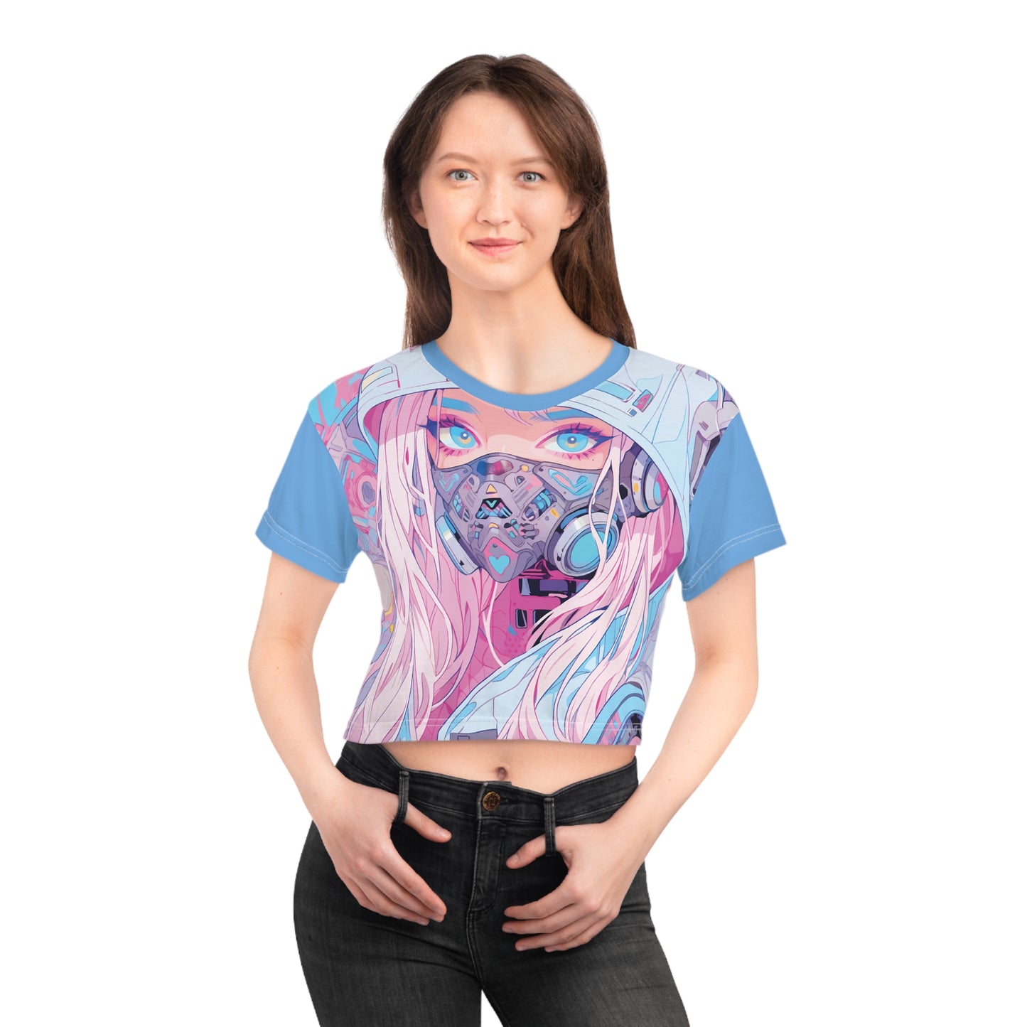 Pastel Color Anime Girl Crop Tee