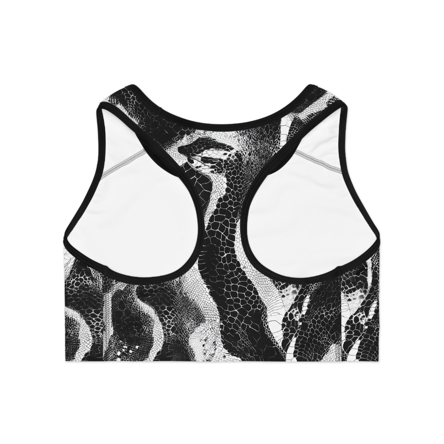 Black & White Snake Skin Texture Sports Bra