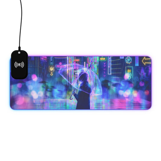 Neon City Lights 15W Wireless Charging LED Gaming Mouse Pad