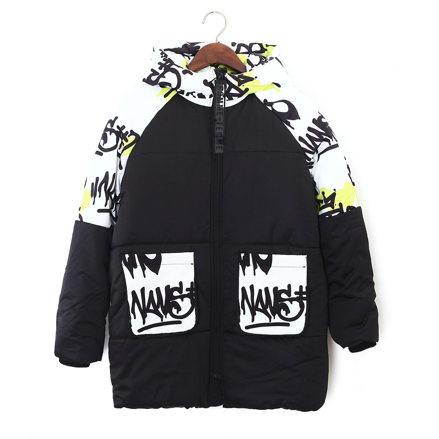 Streetstyle Hooded Jacket with Graffiti Print