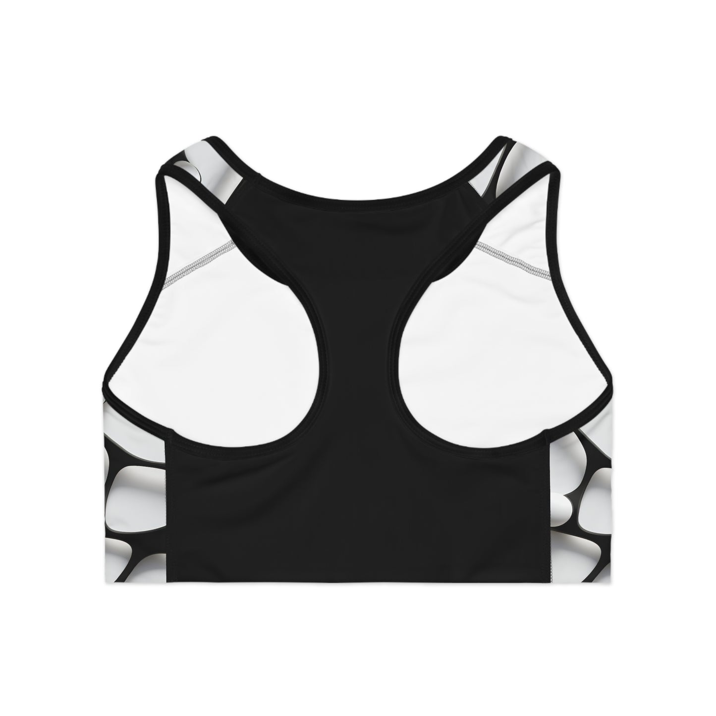 3D Black & White Minimalist Pattern Sports Bra