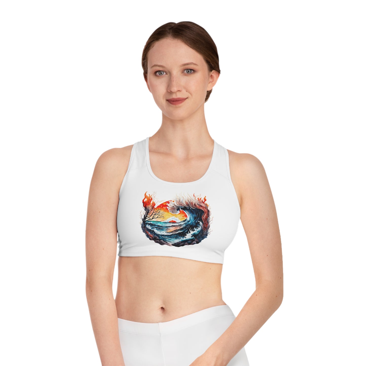 Watercolor Sunset Wave Sports Bra