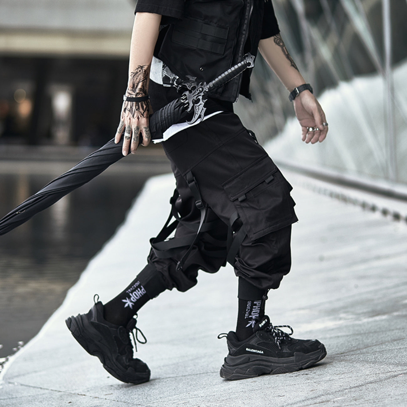 Black Techwear Multi-Pocket Wind Pants – Utility, Streetwear & Tactical