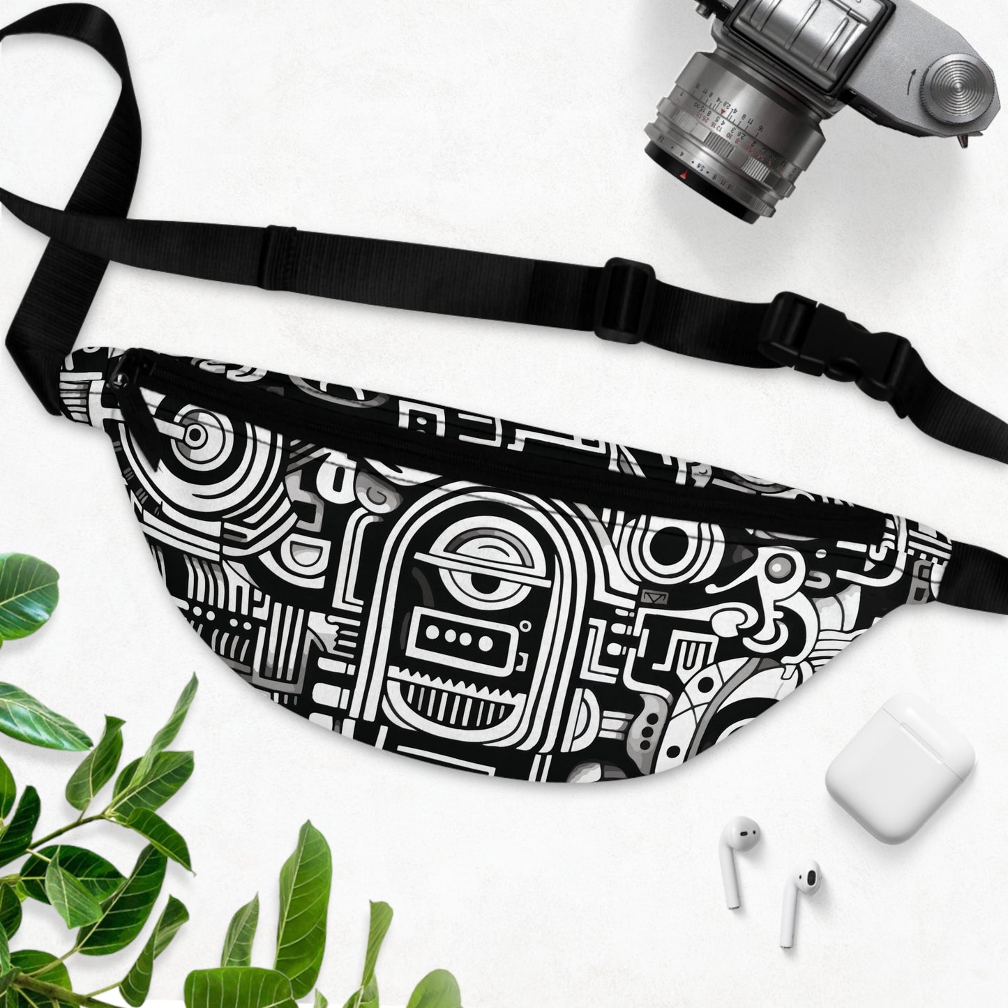 Abstract Black & White Fanny Pack