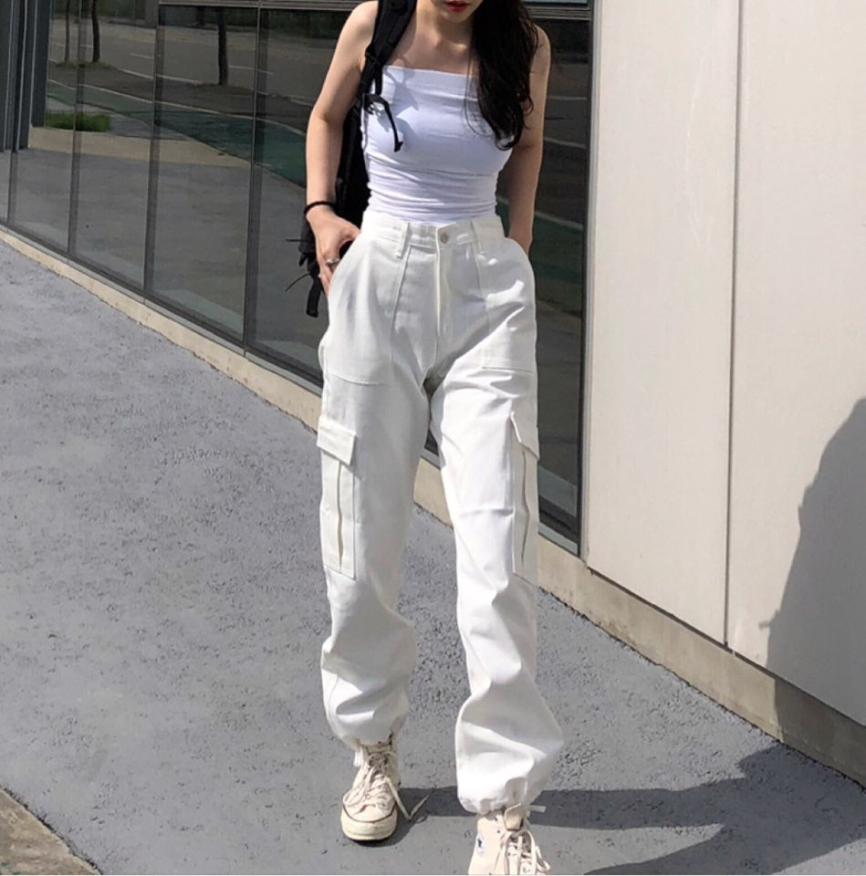 White Cargo Pants for Women