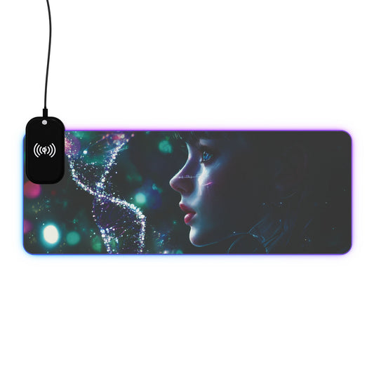 Cyberpunk Dream Portrait 15W Wireless Charging LED Gaming Mouse Pad