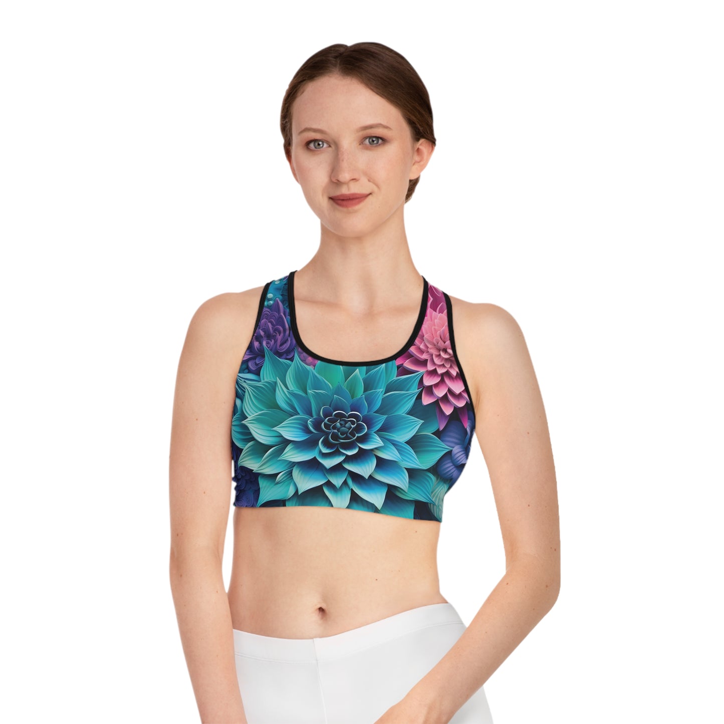 Lotus Flower Pattern Sports Bra