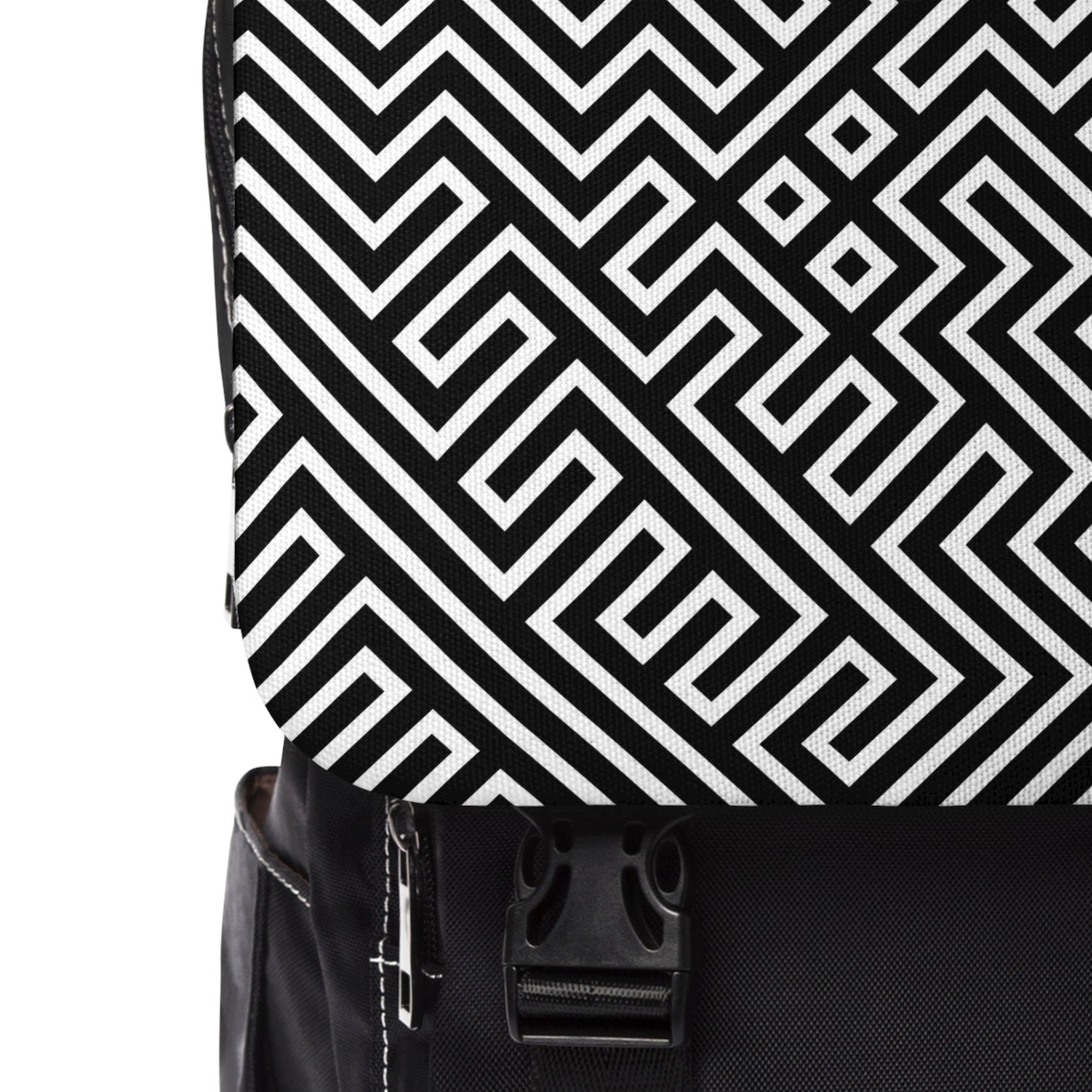 Black & White Maze Casual Shoulder Backpack