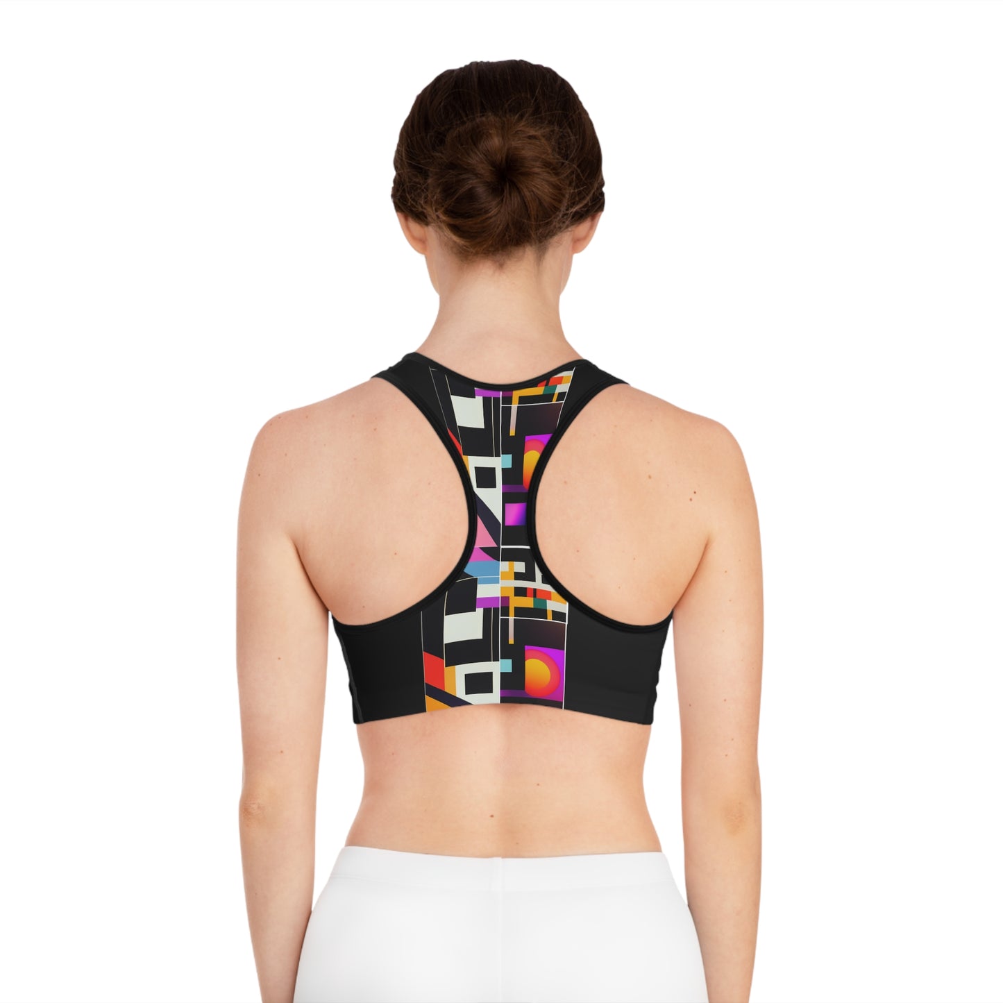 Retrofuturistic Pattern Sports Bra