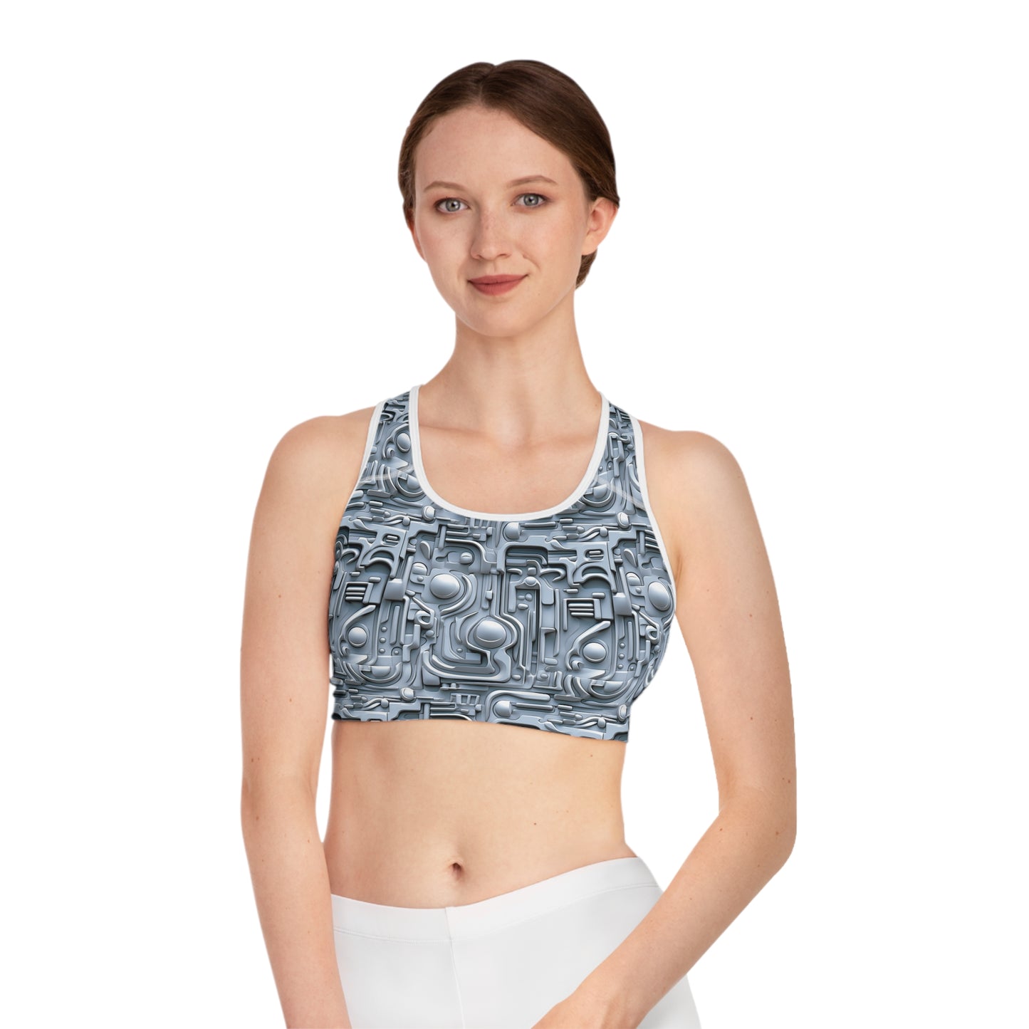 Silver Futuristic Sports Bra