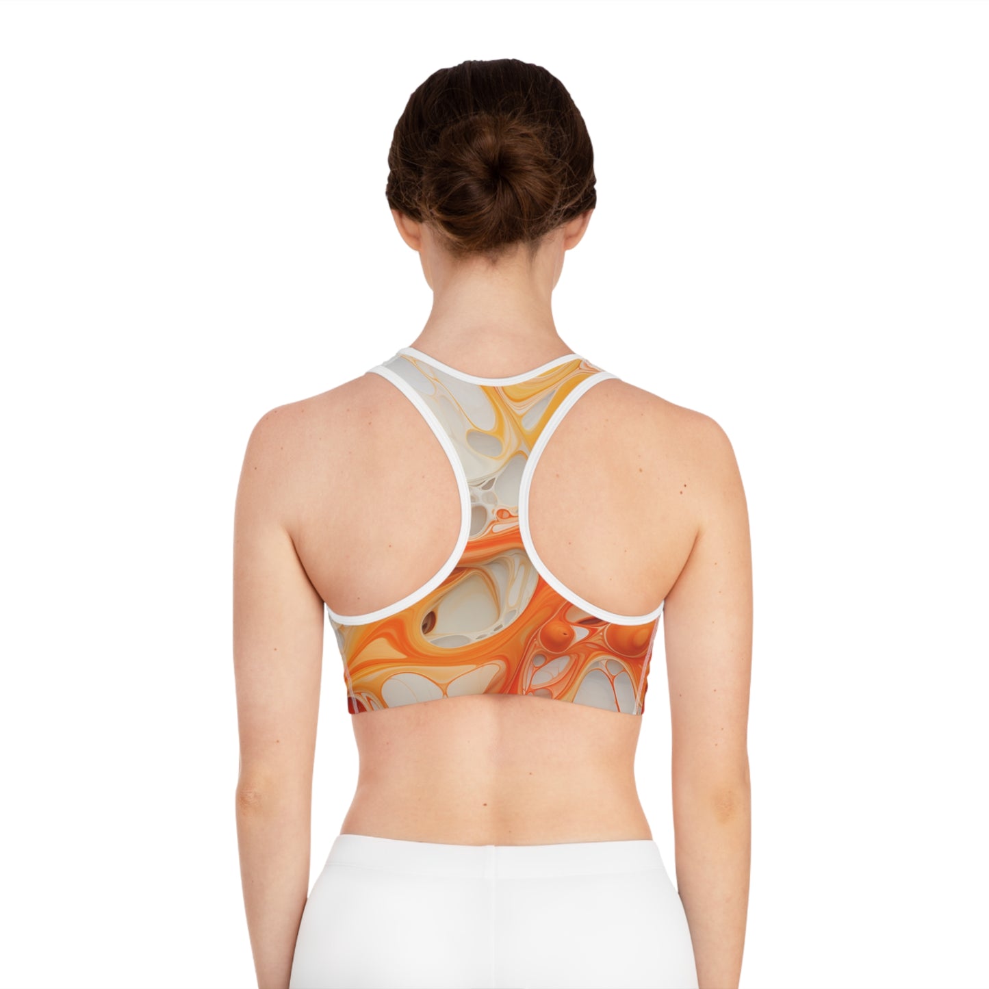 Orange Marble Sports Bra