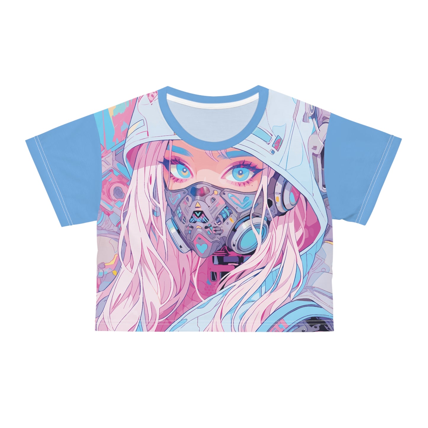 Pastel Color Anime Girl Crop Tee