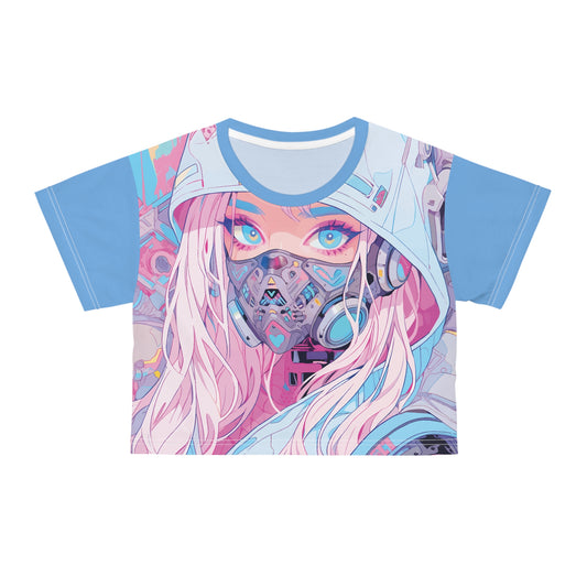 Pastel Color Anime Girl Crop Tee