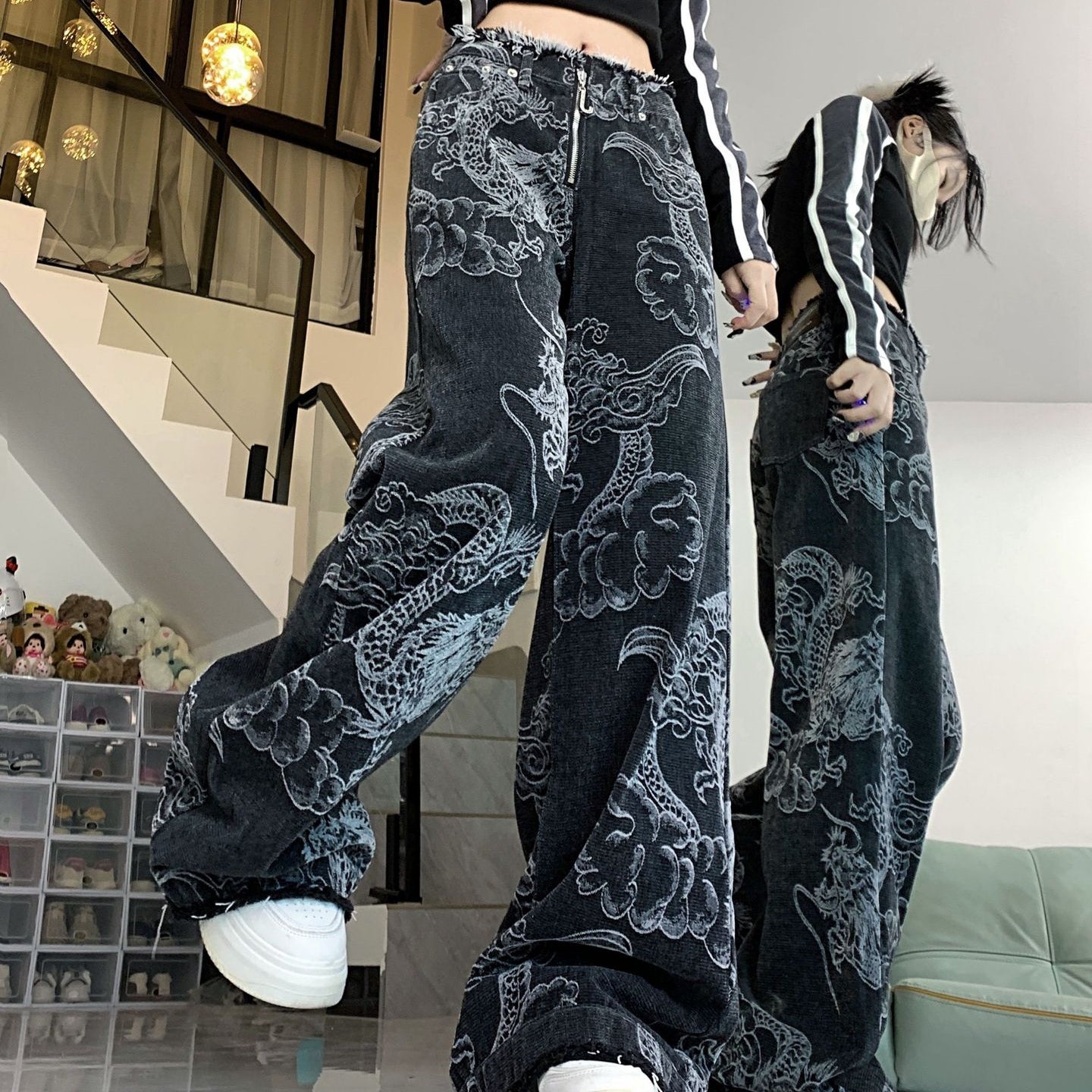 Women's Dragon Print Jeans