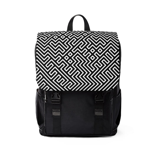 Black & White Maze Casual Shoulder Backpack