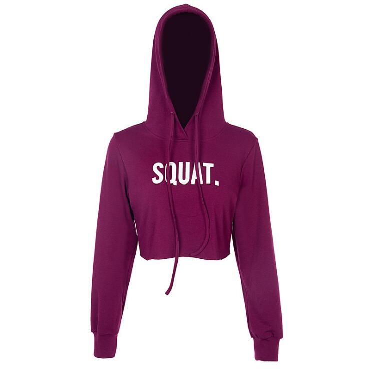 Squat Purple Crop Hoodie for Women
