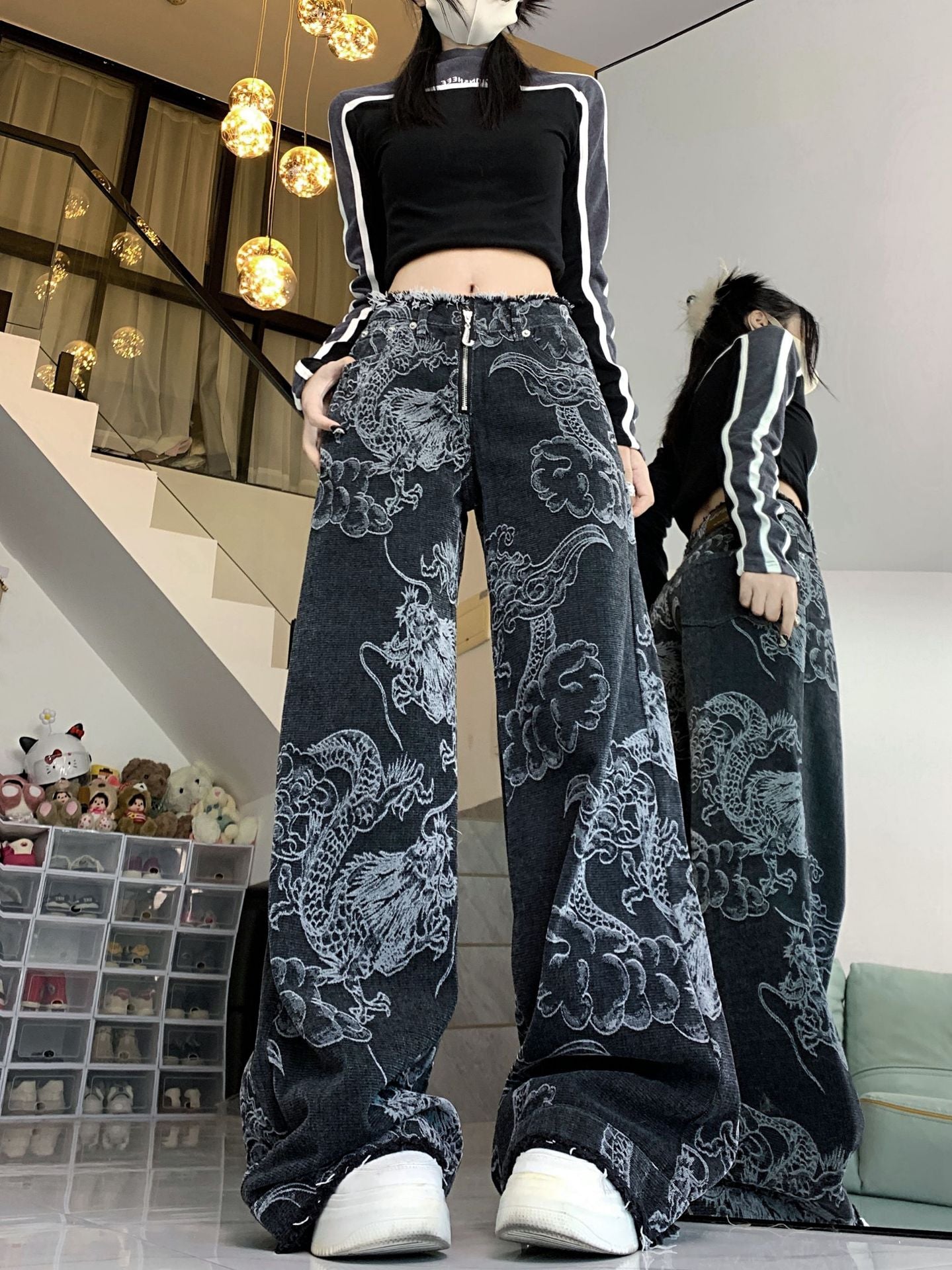 Women's Dragon Print Jeans