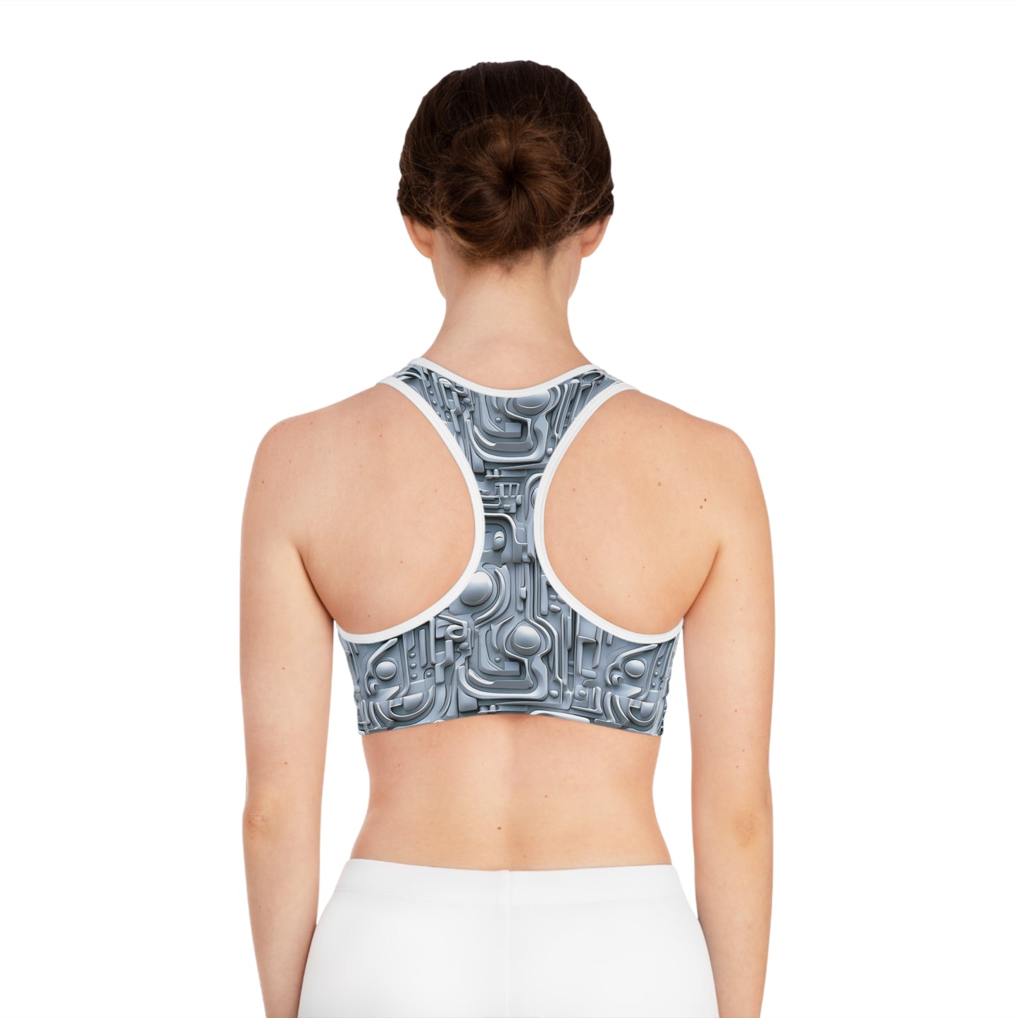 Silver Futuristic Sports Bra