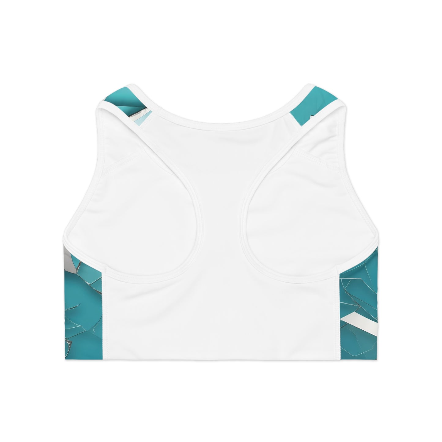 Blue Broken Glass Pattern Sports Bra