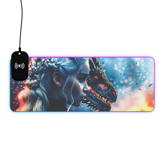 Daenerys Dragon Game of Thrones 15W Wireless Charging LED Gaming Mouse Pad