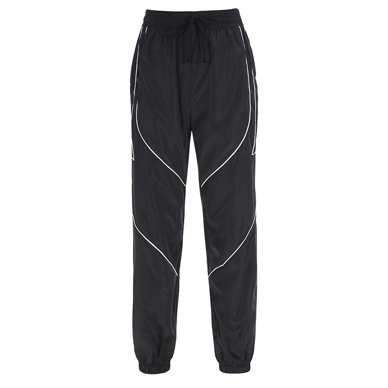 Black Reflective Strip Sweatpants for Women