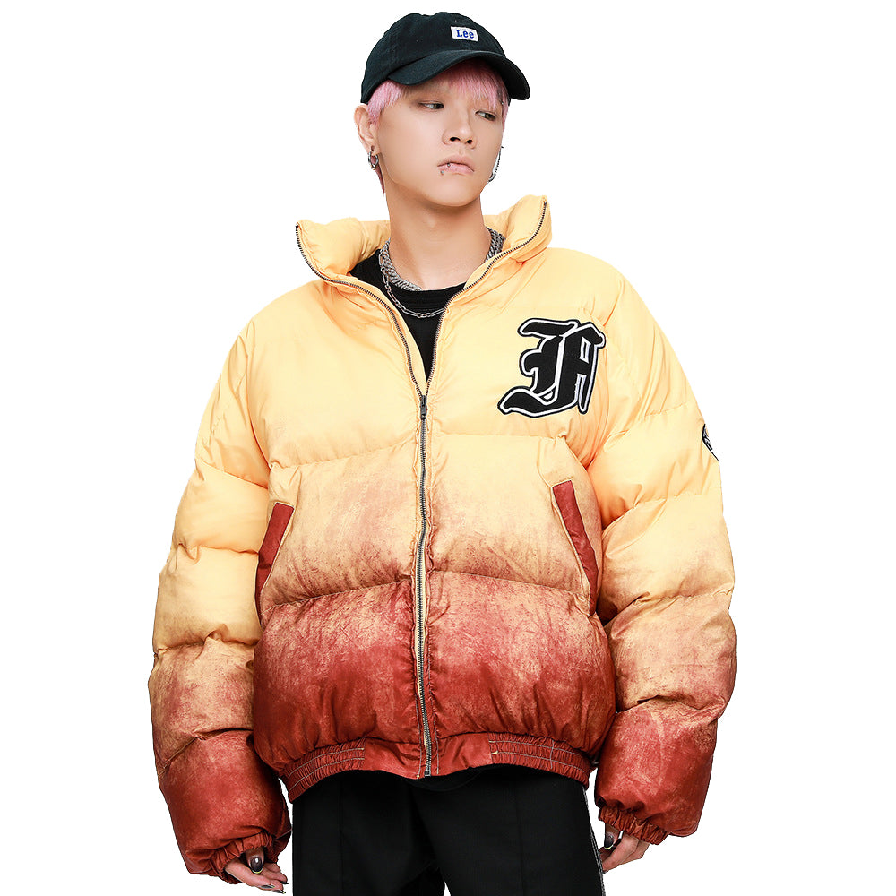 Yellow Gradient Puffer Jacket for Men