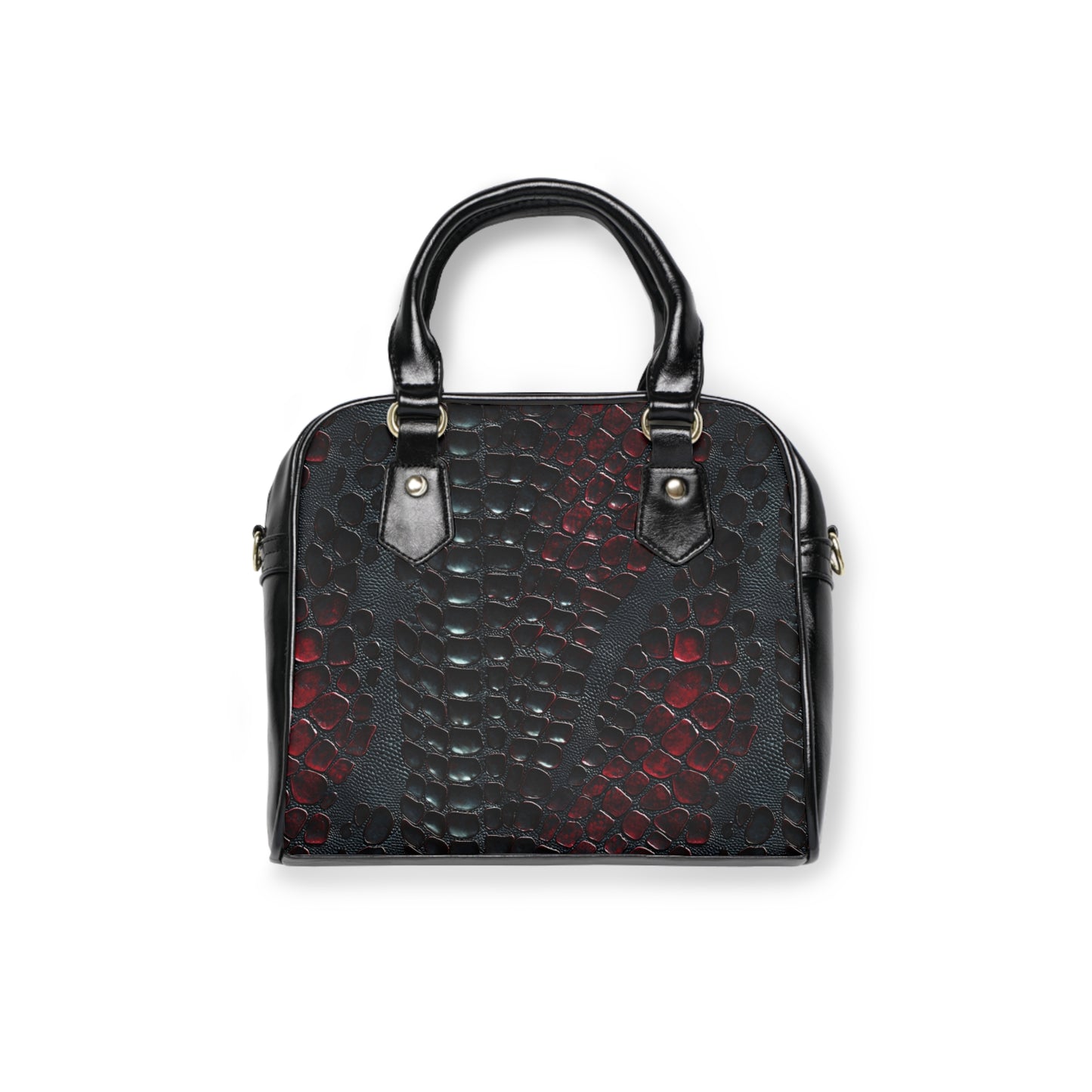 Vegan Leather Shoulder Handbag with Snake Skin Design