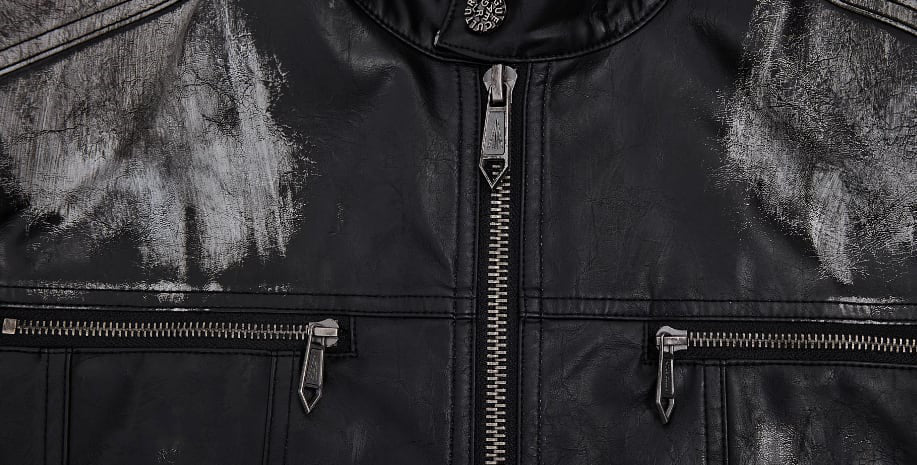 RAVEDRIP Chrome Distressed Vegan Leather Biker Jacket