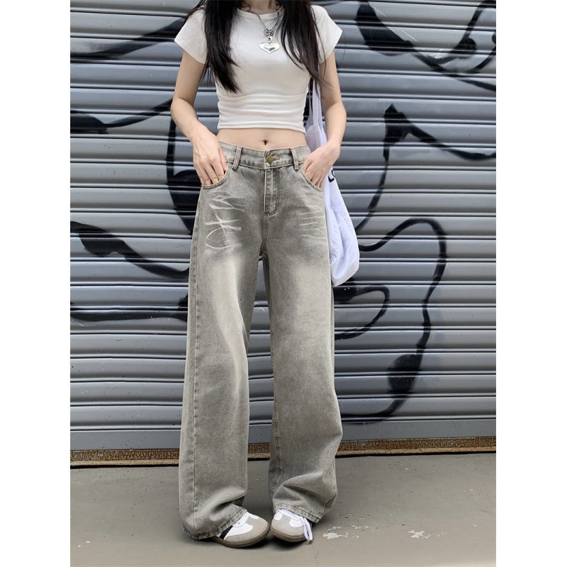 Women's Y2K Retro Wide-Leg Jeans – Urban Streetwear Straight Fit