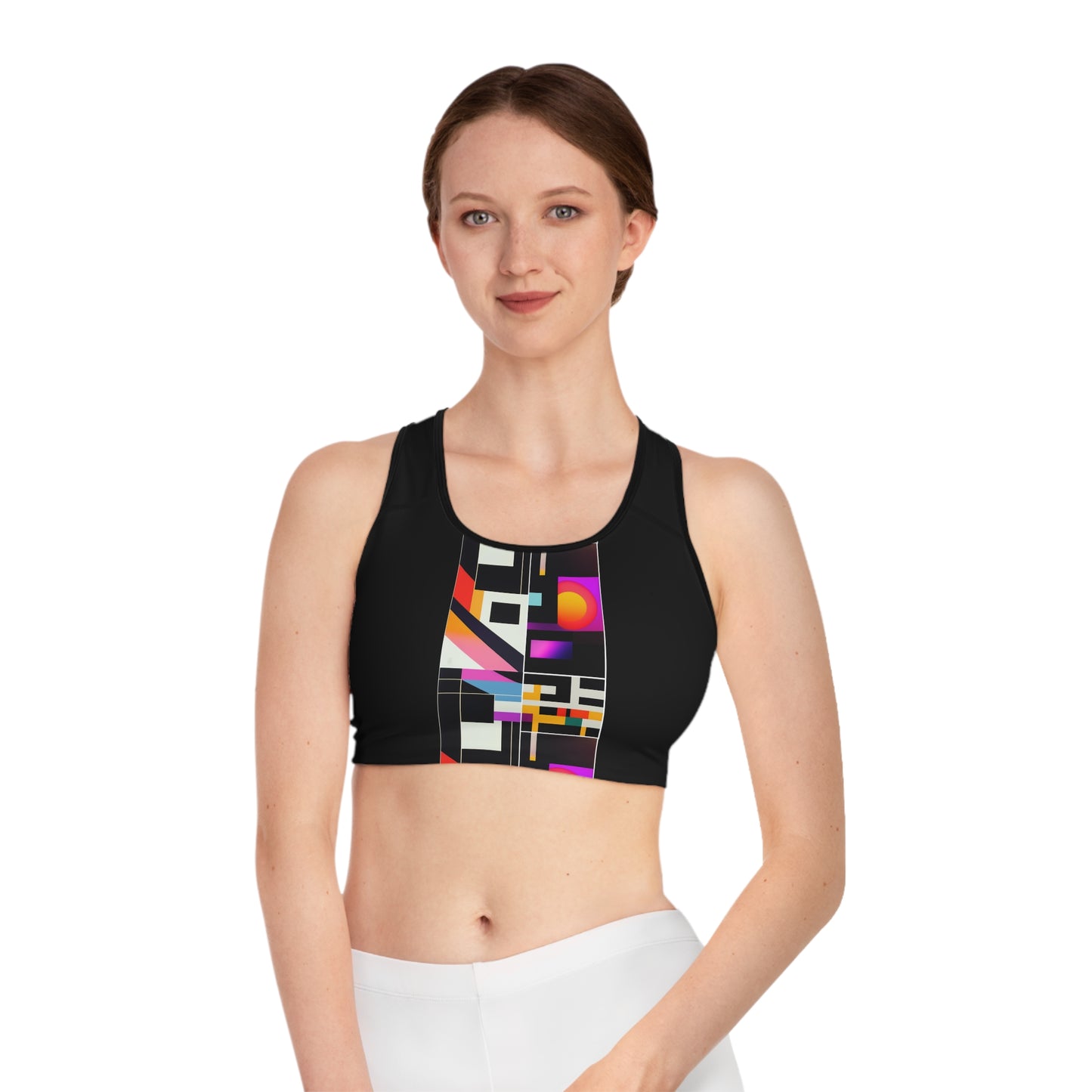 Retrofuturistic Pattern Sports Bra